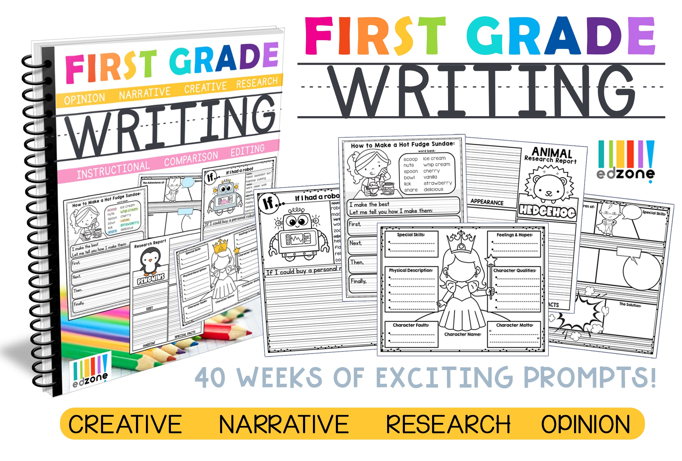 First-Grade Writing Prompts Bundle - EdZonePub
