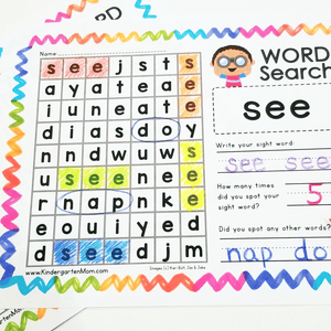 Sight Word Word Search Activity Pages
