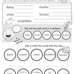 Dab-Dab Vocab: First Grade Vocabulary Worksheets