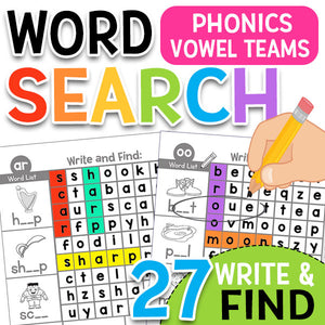 Word Search Phonics with Vowels & Controlled R